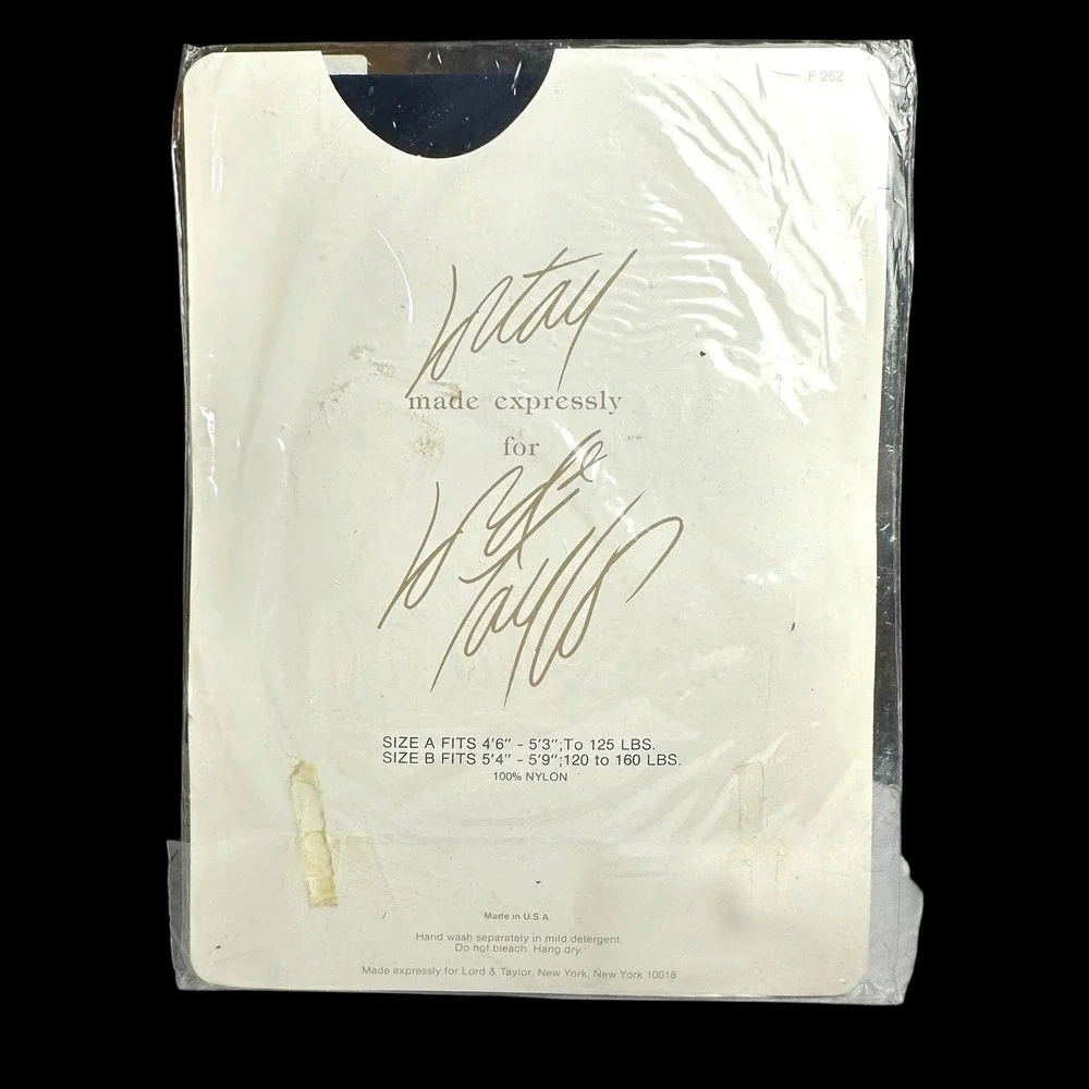 Vintage Lord & Taylor Sheerest‎ Mist Pantyhose Navy Blue Style 1710 Size A USA